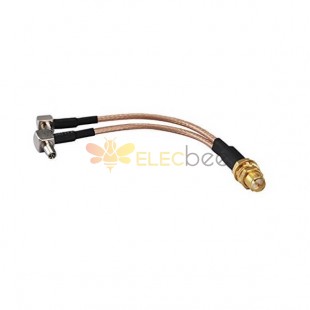 Cable Coaxial RP SMA Bulkhead Female to Dual TS-9 Splitter Combiner Cable Jumper Pigtail RG316 10cm