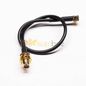 Coaxial RF Cable SMA Female Straight Front Bulkhead to MCX Male 180 Degree