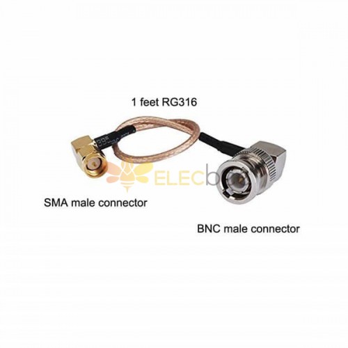 SMA to BNC Cable Right Angle Plug to Plug Assembly Pigtail RG316 15CM for Antenna