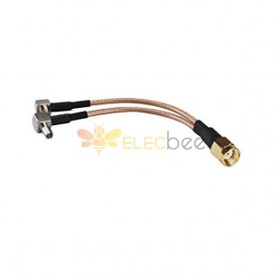 RP SMA Cable Extension Male to Dual TS-9 Splitter Combiner Cable Jumper Pigtail RG316 10cm