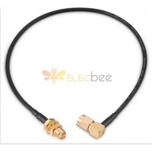 SMA Coax Cable 10CM Right Angle Male Normal to Straight Bulkhead SMA Female with IP67 Water Proof Cable Assembly Crimp