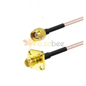 Cable de extensión del conector SMA con enchufe macho RP SMA a RP SMA hembra 4 agujeros montaje en panel RG316 cable de cola de 