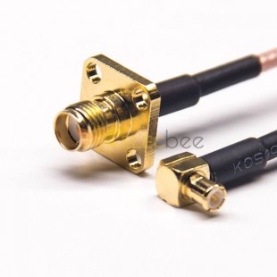 SMA Extention Cable 4 Holes Flange Female Straight to MCX Male Angled RF Coaxial Cable with RG316 10cm