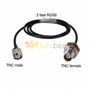 20 piezas Cables TNC RG58 60CM con TNC macho a hembra conector impermeable de mamparo
