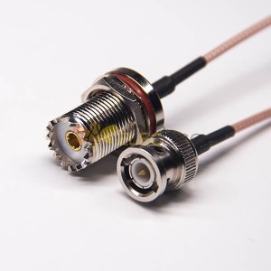 UHF Female Bulkhead Connector to BNC Straight Male Cable RG316