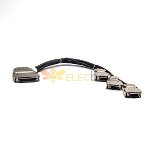 Male to Male SCSI Cable 1 M HPDB 50 Pin Right Angle to 20 Pin Straight Latch Lock Conncetor
