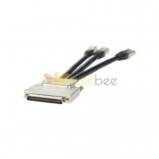 SCSI 68Pin Male To 3 Port Rj45 Male Cable 0.1M