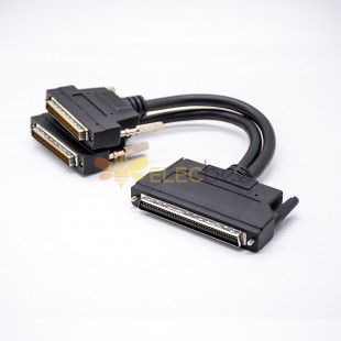 SCSI Cable 68pin Double Plug to 100pin Overmolded Cable with Screw Lock 0.2M