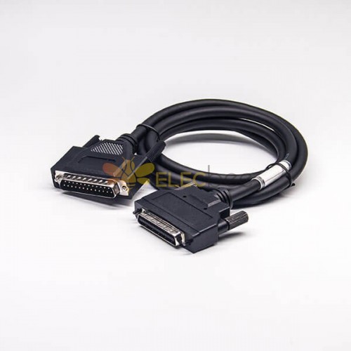 SCSI Conector 36 Pin HPCN Masculino para HPDB 25 Pin Male Screw Lock Over-molded Cable 2M