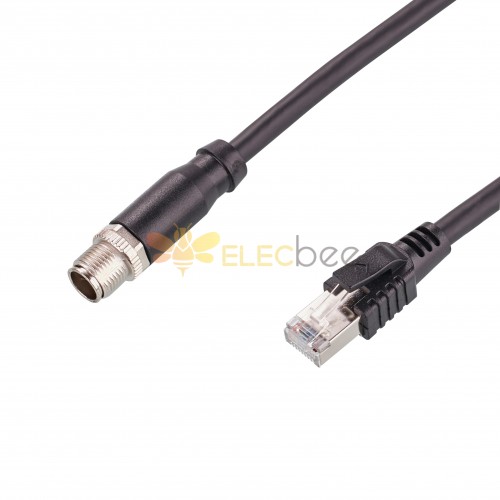 M12 X-coded to RJ45 Male Industrial Network Cable for cognex 262 cameras 3m