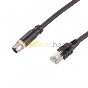 M12 X-coded to RJ45 Male Industrial Network Cable for cognex 262 cameras 5m
