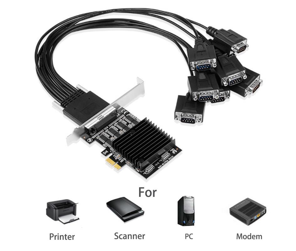 PCI-E 1 ila 8 Seri Bağlantı Noktası RS232 Endüstriyel Otomasyon Kart Panelli 8\'i 1 Arada Sürükleme Kablosu 0,2 m