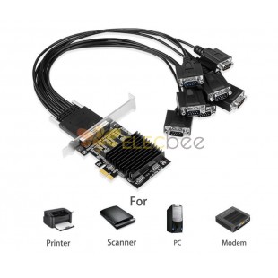 PCI-E 1 to 8 Serial Ports RS232 Industrial Automation  8 in 1 Drag Cable with Card Panel 0.2m