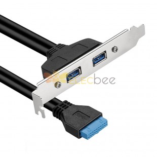 Piastra slot femmina USB 3.0 A a 2 porte per scheda madre Cavo di espansione adattatore connettore intestazione 20 pin 50 cm