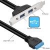 2 포트 USB 3.0 암 슬롯 플레이트-마더보드 20핀 헤더 커넥터 어댑터 확장 케이블 50CM