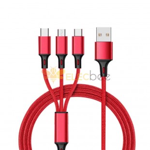 3-in-1 2.8A Intelligent Power-Sharing Charging Cable - 2 Meters