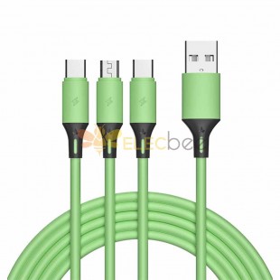 3A Liquid Silicone 1-to-3 Type-C Phone Charging Data Cable