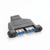 Type E to Dual USB 3.0 A Female Panel Mount Splitter Adapter