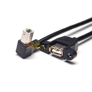 b型USB公头有弯头转USB AF带耳朵螺丝可固定连接线
