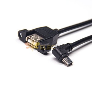 Câble Mini USB OTG Câble Gauche Angle Homme à USB Type A Femme 180 Degré