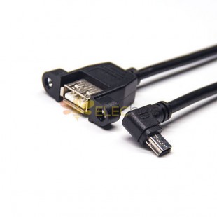 20 peças cabo mini USB cabo OTG ângulo esquerdo macho para USB tipo A fêmea 180 graus