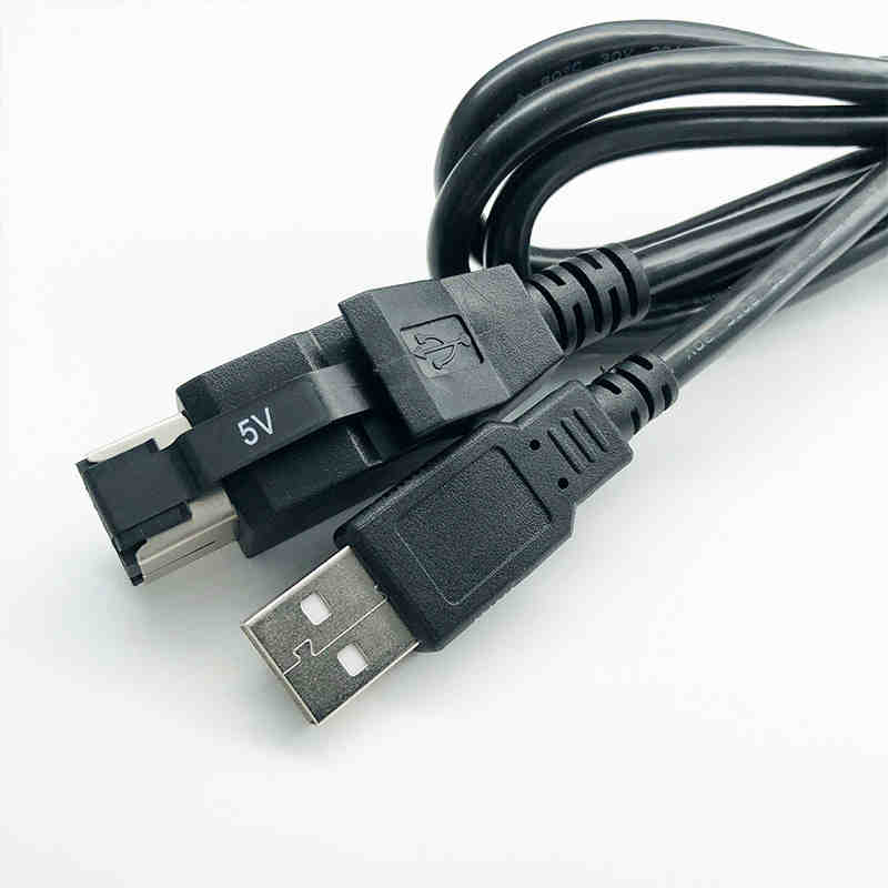 Compatível com cabo de alimentação da impressora IBM 5V 12V 24V ALIMENTADO USB para USB 2.0 Tipo A macho
