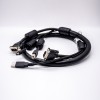 DB15针公头连接器转USB电缆直式多转多线束 0.8M