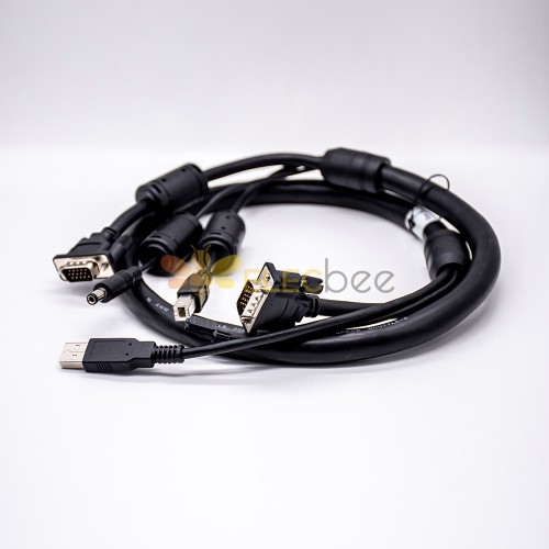 DB15針公頭連接器轉USB電纜直式多轉多線束0.8M