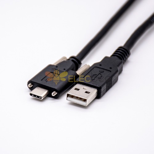 Double Male USB Cord Type A to Type C Straight Cable With Screw Fixation  1M
