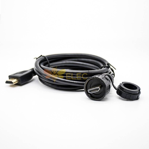 Cable adaptador de Conector HDMI de 19 pines Macho a HDMI de 19 pines  Hembra de 50 cm de alta velocidad (Negro)