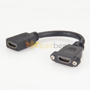 HDMI メス - HDMI メス パネルマウント イーサネット アダプタ 高速延長ケーブル 0.3 メートル 28AWG ネジ付き