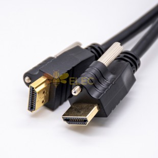 HDMI公頭轉公頭直式轉接電纜帶螺絲固定長1/3/5米 1m