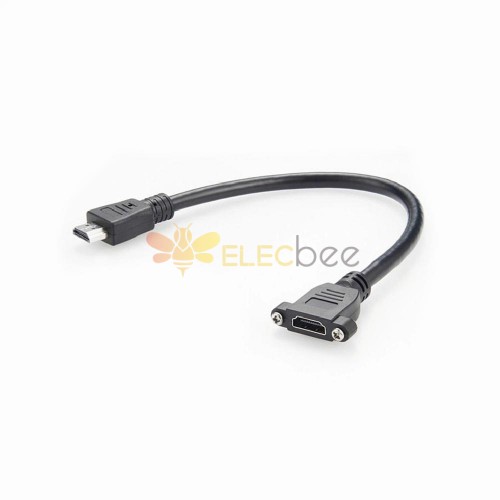 Montage sur panneau HDMI mâle à femelle avec vis réseau Ethernet câble d\'extension Transmission de données 30CM