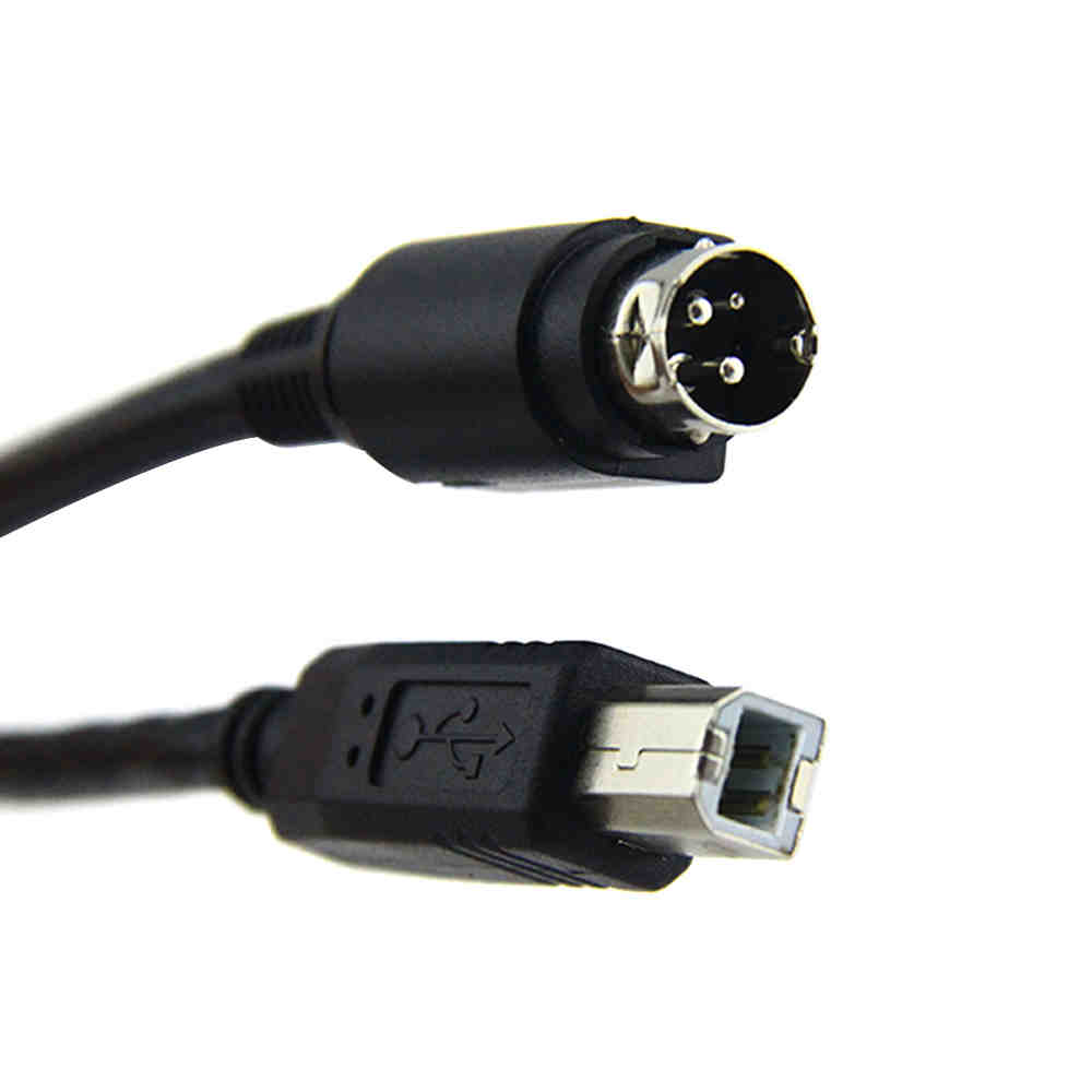 IBM Printer Connection Cable Powered USB 24V Male to USB B Male+Self-Locking Din 3P Cable