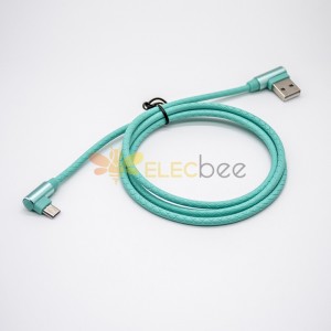 用於USB充電Micro USB A型彎式藍色編織線長1米