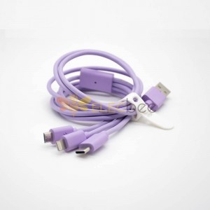 Cable micro USB a enchufe de iPhone Micro USB tipo C Cable de carga de enchufe recto de tres usos
