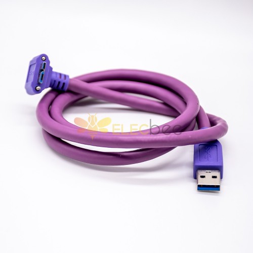 Micro USB to USB 3.0 Cable Straight to Right angle Plug Purple for Wire Cable 0.3/1M