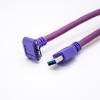 Micro USB转USB 3.0电缆直式插头转弯式插头紫色线缆长0.3/1米 1m