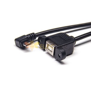 Micro USB Male Right Angle to Type B Female Straight