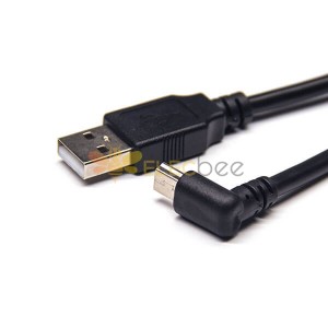 mini USB介面上彎頭轉AM直公頭延長數據線