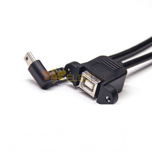 20 adet Mini USB Kablosu Aşağı Açı - USB Tip B Dişi Erkek - Dişi