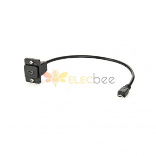 パネルマウント マイクロ B オス - マイクロ B メス、高速 USB 2.0 延長 USB ケーブル、ネジ付き 30CM