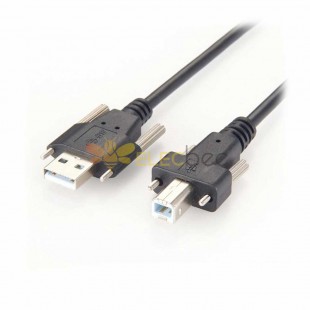 Cable USB 2.0 tipo A a B con bloqueo de tornillo para montaje en panel
