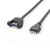 パネルマウント USB 3.0 A メス - ストレートマイクロ USB B ロックネジ延長ケーブル 高速 30CM