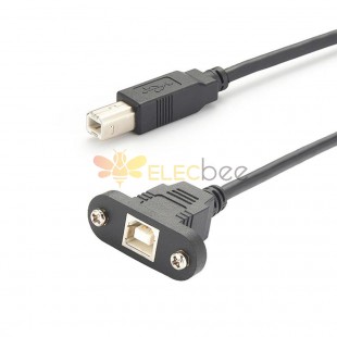 Cabo USB de montagem em painel B macho para cabo de extensão fêmea tipo B para adaptador de impressora de PC 30 cm