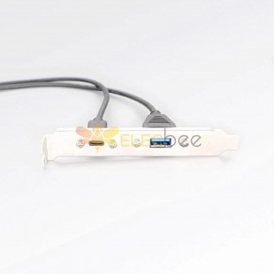Panel Montajlı USB Tip A 3.1 ve USB Tip C 3.0 Dişi Uzatma Kablosu 30CM