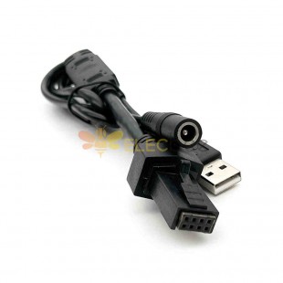 Câble de connexion de terminal POS alimenté USB 2X4 vers USB 2.0 vers DC5.5 pour IBM Epson