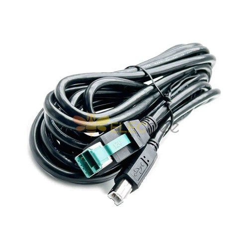 IBM Druckeranschlusskabel POWERED USB 24V 12V 5V Stecker auf USB B Stecker  + DIN 3P Kabel