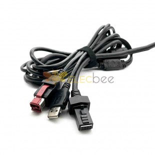 POWERED USB 24V12V 5V to Dupont 2*4 with Self-Locking USB 2.0 POS Terminal Connection Cable 3m