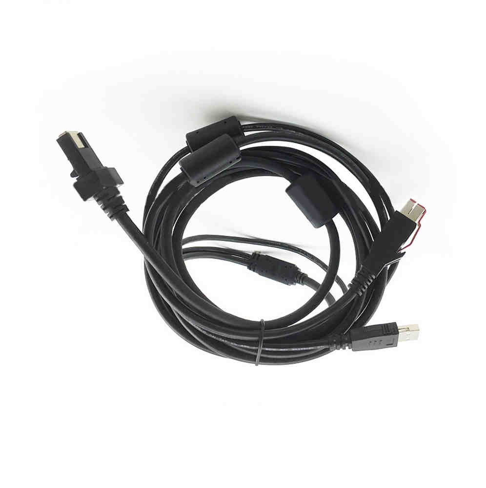 Cabo de conexão de impressora 2x4P para alimentação USB 24V + cabo de acessórios de scanner USB com travamento automático